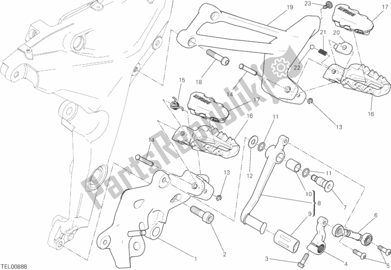 Todas las partes para Reposapiés, Izquierda de Ducati Multistrada 1200 Touring 2017